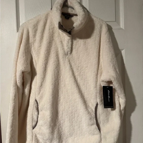 Eddie Bauer Cream Fleece Pullover Jacket - Picture 1 of 5